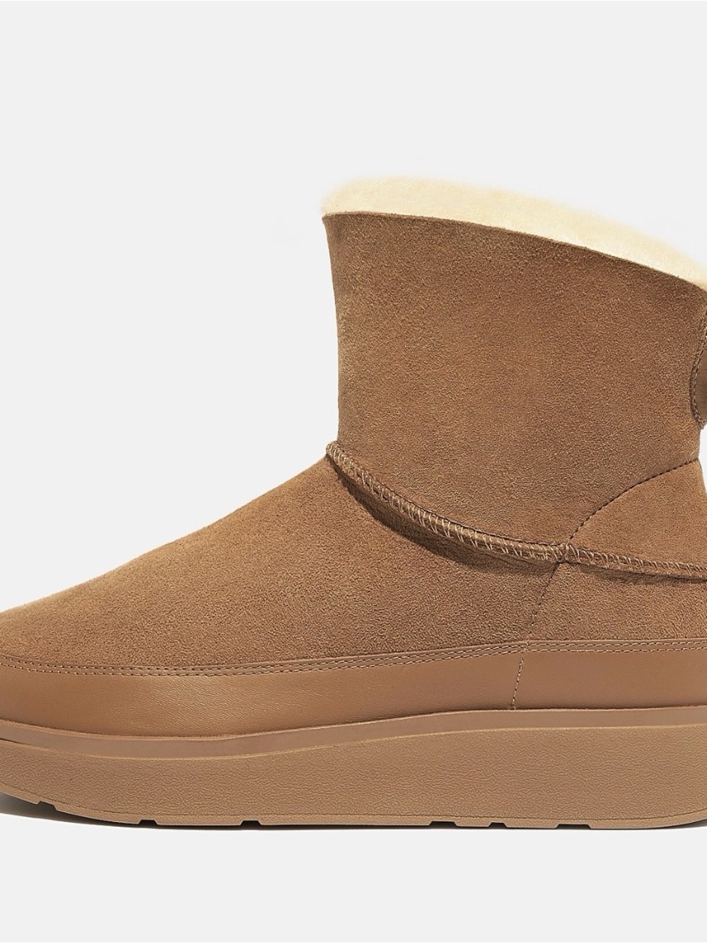 Fitflop Gen-FF Short Double Faced Women’s Shearling Boot, Size 10 Desert Tan